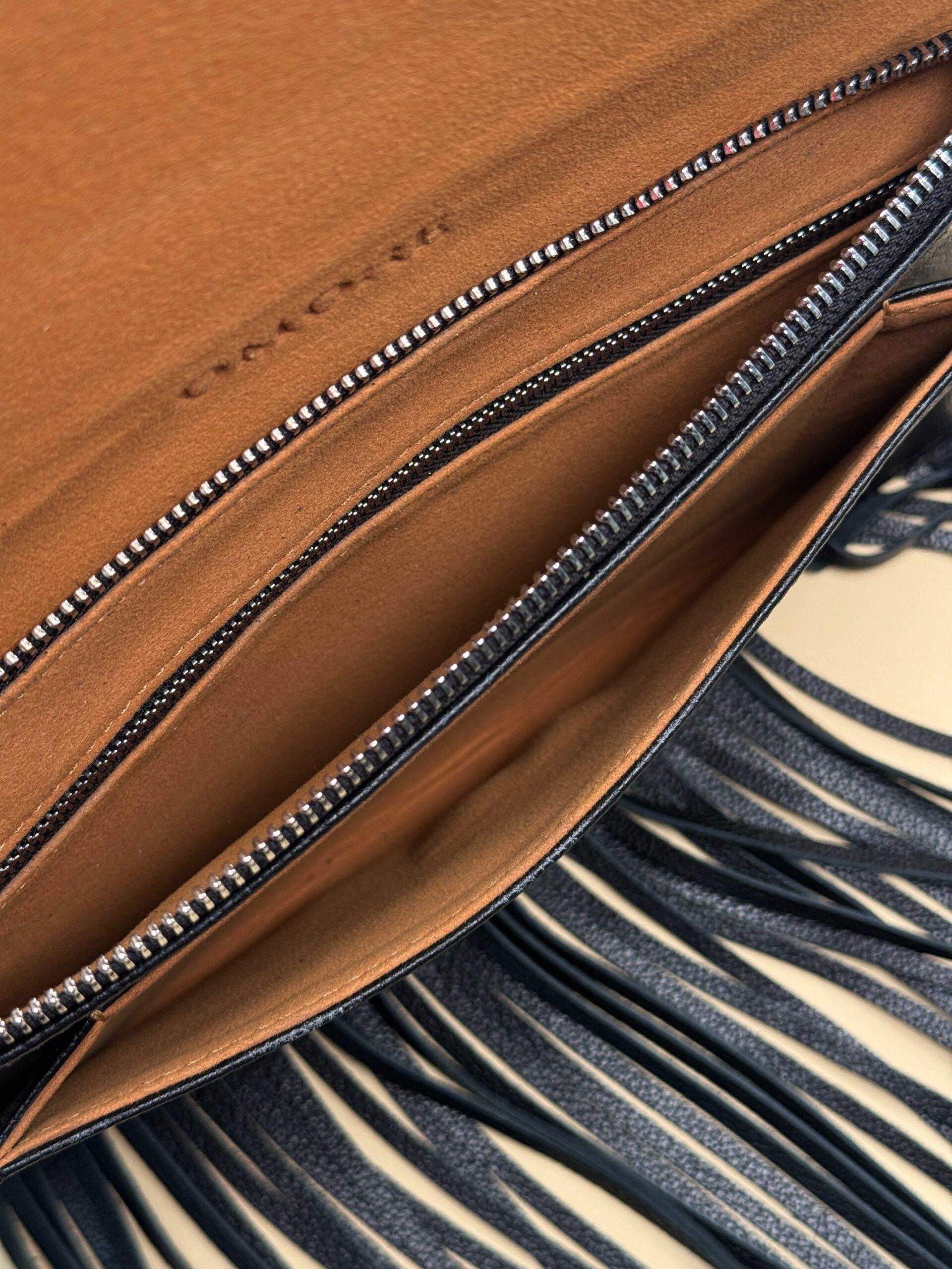 WI:RE clutch leather bag with fringe - Image 3