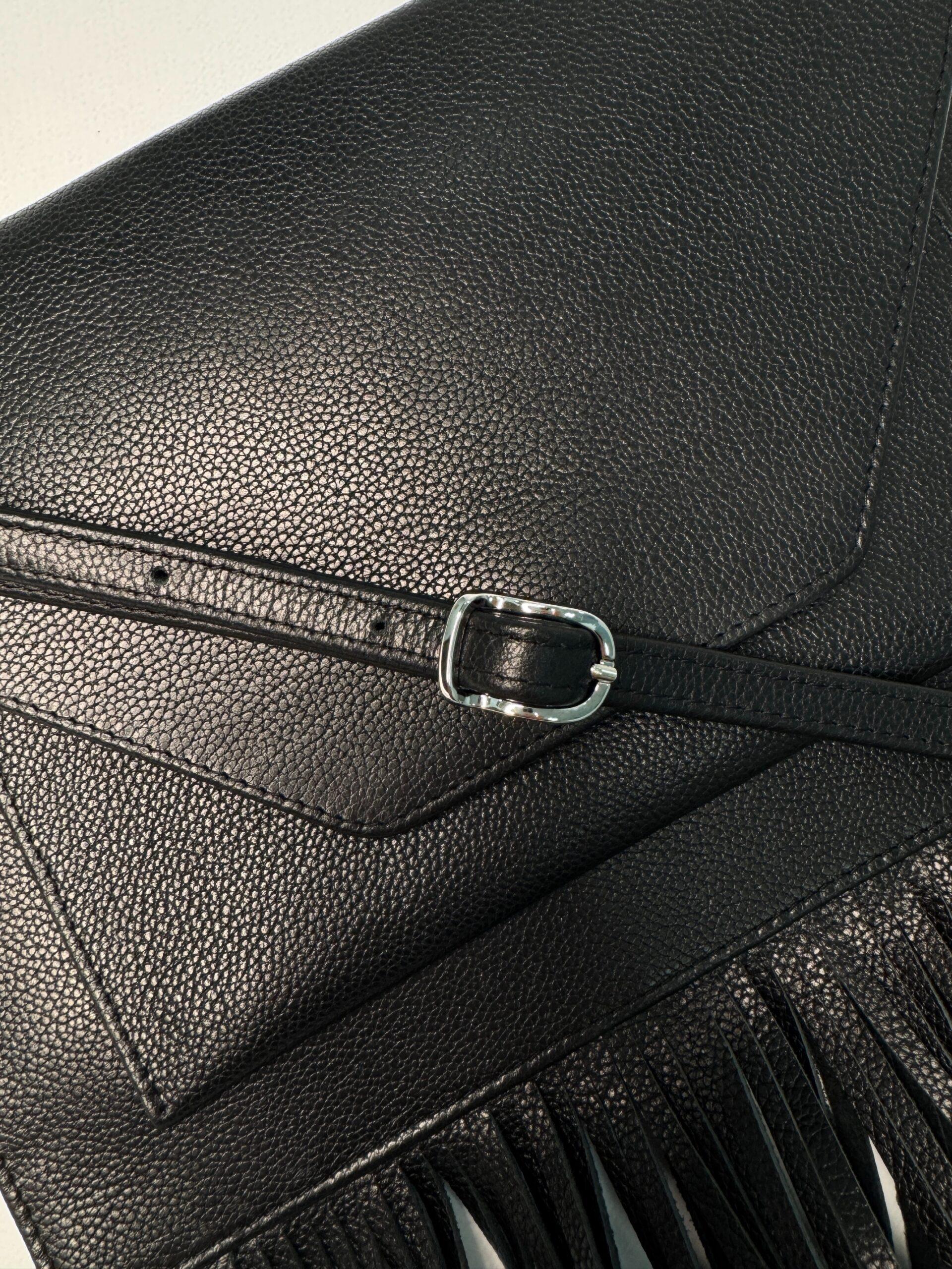 WI:RE clutch leather bag with fringe - Image 4