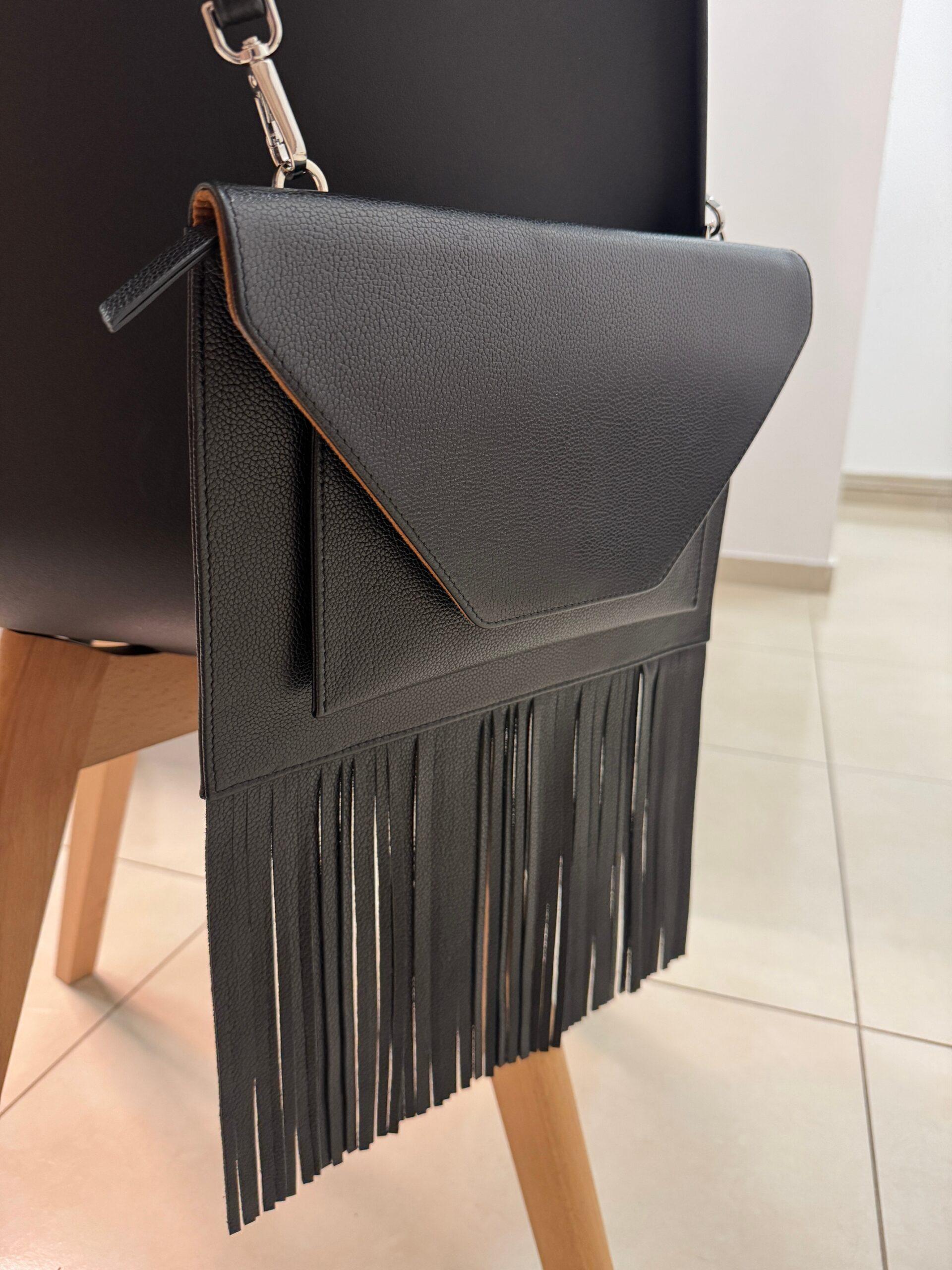 WI:RE clutch leather bag with fringe - Image 5